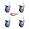 Service Caster 4 Inch Blue Poly Wheel Swivel 3/4 Inch Square Stem Caster Set Total Lock Brake SCC-SQTTL20S414-PPUB-BLUE-34-4 - alternate 2